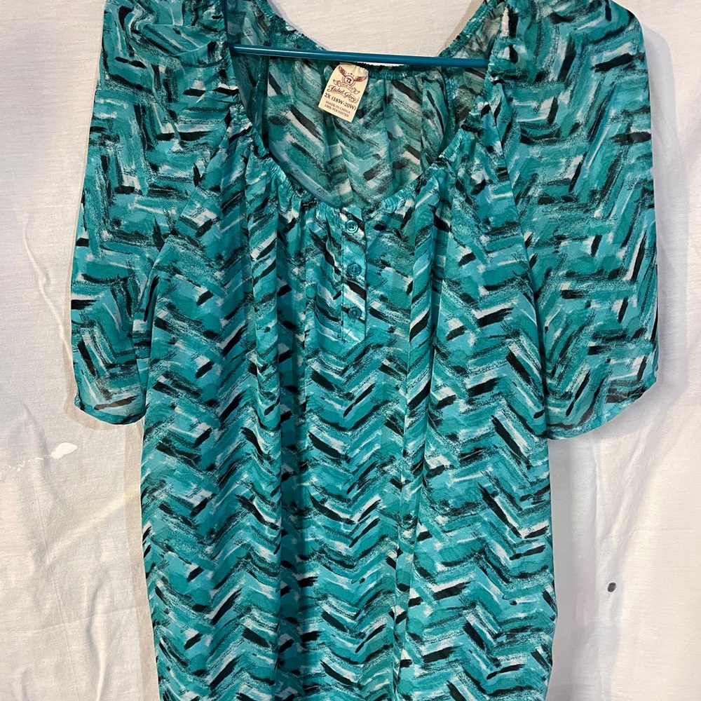 Faded Glory turquoise colored lined blouse